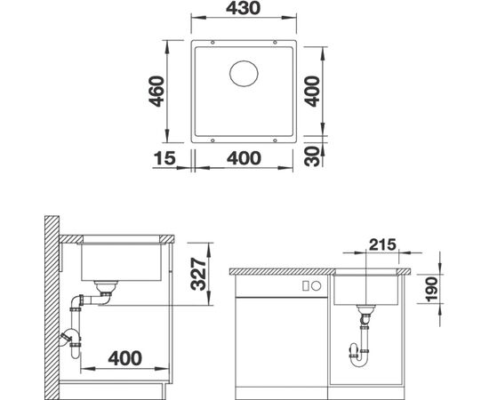 Мойка кухонная Blanco Subline 400-U черная, изображение 2