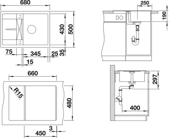 Мойка кухонная Blanco Metra 45S Compact 525913 черная, изображение 2