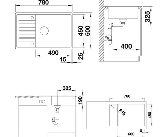 Мойка кухонная Blanco Zia XL 6S Compact 523274 темная скала, Название цвета: темная скала, изображение 2