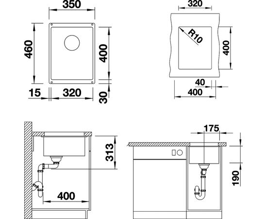 Мойка кухонная Blanco Subline 320-U белая, изображение 3