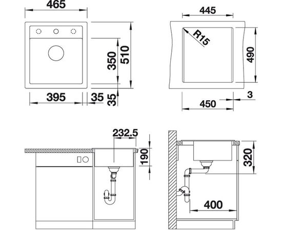 Мойка кухонная Blanco Dalago 45 антрацит, Название цвета: антрацит, изображение 9