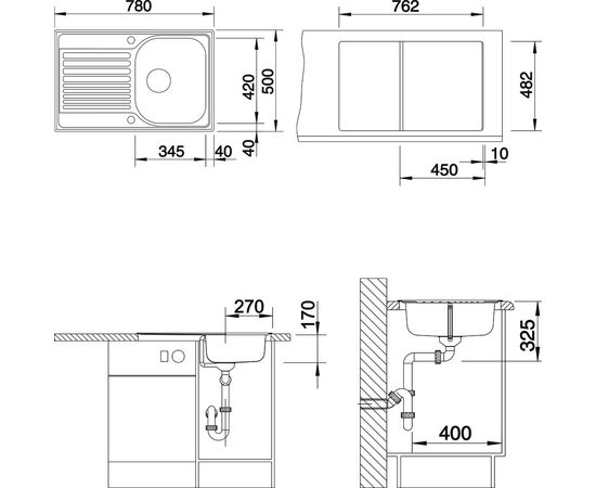 Мойка кухонная Blanco Tipo 45 S Compact сталь матовая, изображение 3