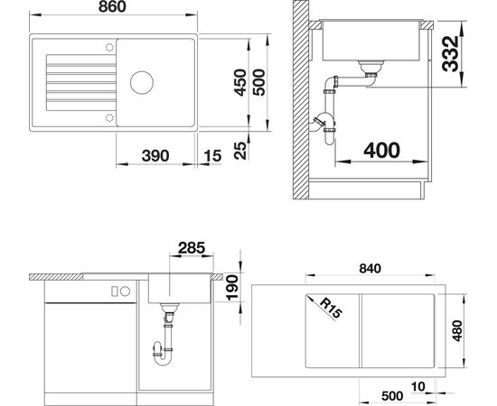 Мойка кухонная Blanco Zia 5S 520511 антрацит, Название цвета: антрацит, изображение 2