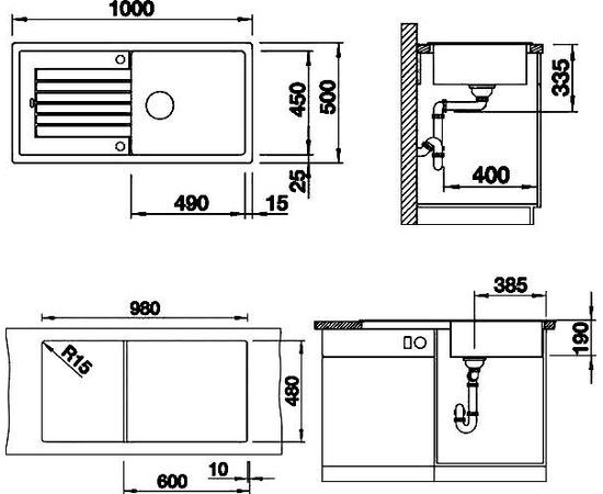 Мойка кухонная Blanco Zia XL 6S 517568 антрацит, Название цвета: антрацит, изображение 4