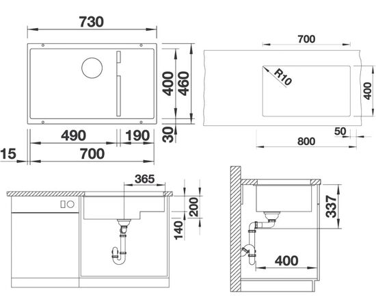 Мойка кухонная Blanco Subline 700-U Level чёрная, Название цвета: чёрный, изображение 9