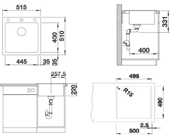 Мойка кухонная Blanco Pleon 5 антрацит, Название цвета: антрацит, изображение 2