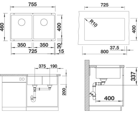 Мойка кухонная Blanco Subline 350/350-U белая, изображение 3