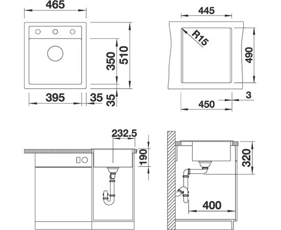 Мойка кухонная Blanco Dalago 45 525869 черная, изображение 2