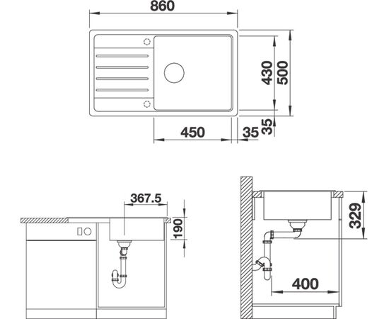 Мойка кухонная Blanco Legra XL 6 S антрацит, Название цвета: антрацит, изображение 2