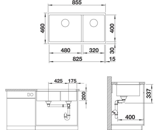 Мойка кухонная Blanco Subline 480/320-U черная, изображение 2