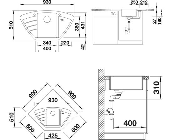 Мойка кухонная Blanco Zia 9 E белая, изображение 2