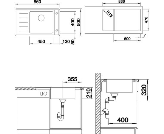 Мойка кухонная Blanco Andano XL 6S-IF Compact R, клапан-автомат, изображение 4