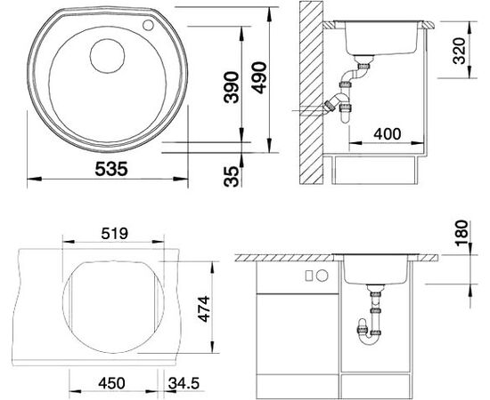 Мойка кухонная Blanco Rondoval 513313 полированная сталь, изображение 4