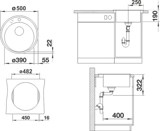 Мойка кухонная Blanco Riona 45 антрацит, Название цвета: антрацит, изображение 3