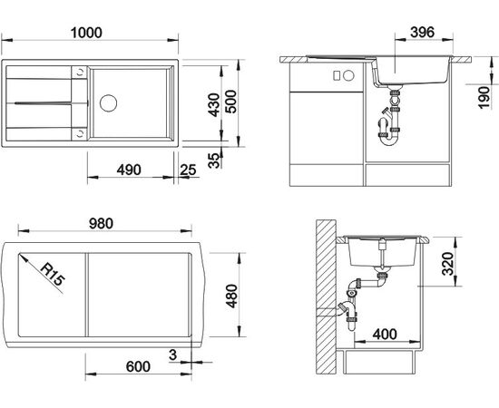 Мойка кухонная Blanco Metra XL 6S 518881 темная скала, Название цвета: темная скала, изображение 2