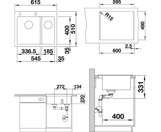 Мойка кухонная Blanco Pleon 6 Split черная, изображение 2