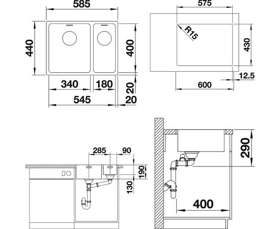 Мойка кухонная Blanco Andano 340/180-IF R, изображение 3