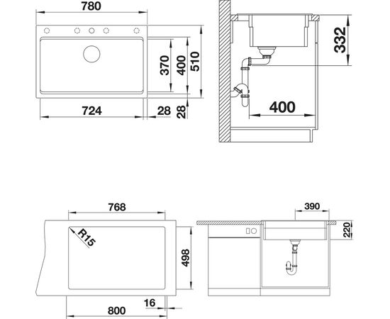 Мойка кухонная Blanco Etagon 8 алюметаллик, Название цвета: алюметаллик, изображение 10