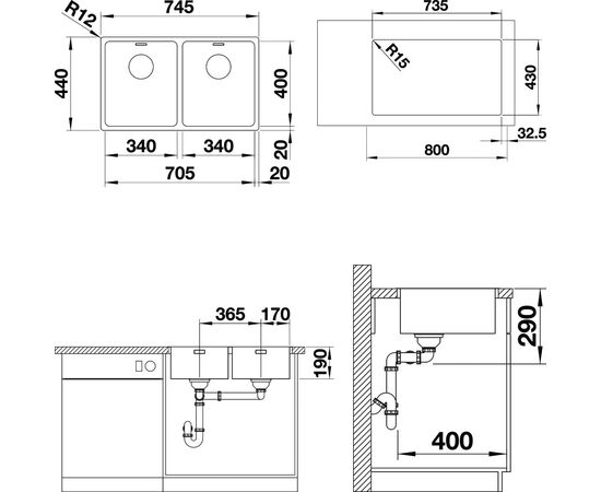 Мойка кухонная Blanco Andano 340/340-IF, изображение 3