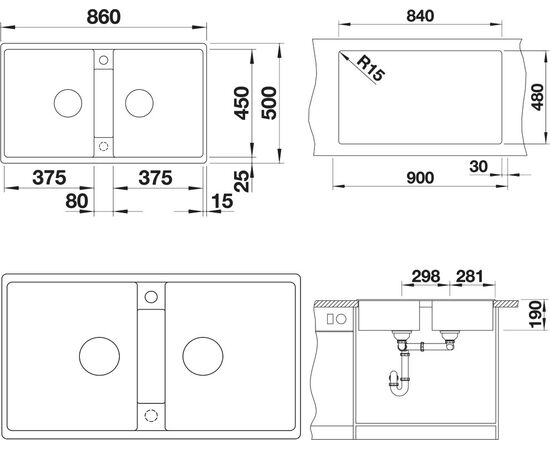 Мойка кухонная Blanco Zia 9 антрацит, Название цвета: антрацит, изображение 3