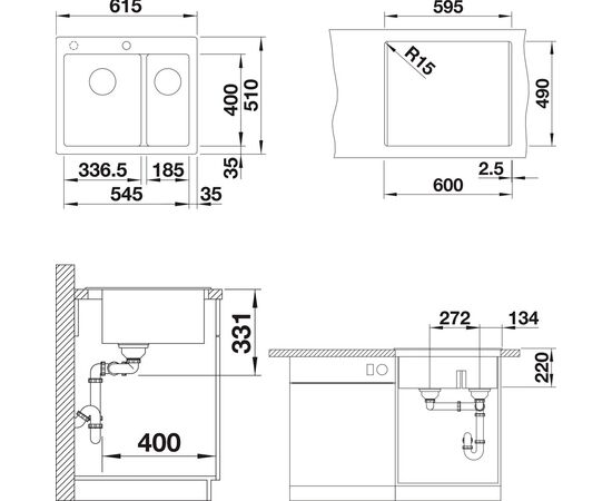 Мойка кухонная Blanco Pleon 6 Split стиль бетон, Название цвета: стиль бетон, изображение 3