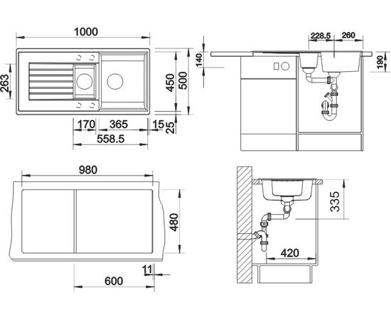 Мойка кухонная Blanco Zia 6S 526021 черная, изображение 2