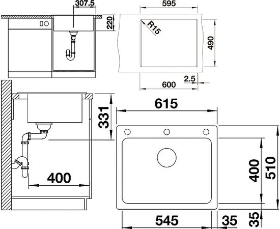 Мойка кухонная Blanco Pleon 6 антрацит, Название цвета: антрацит, изображение 3