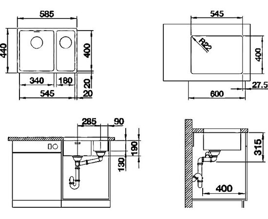 Мойка кухонная Blanco Andano 340/180-U R, изображение 3