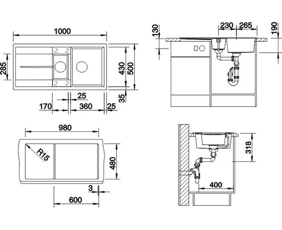 Мойка кухонная Blanco Metra 6S 525926 черная, изображение 2